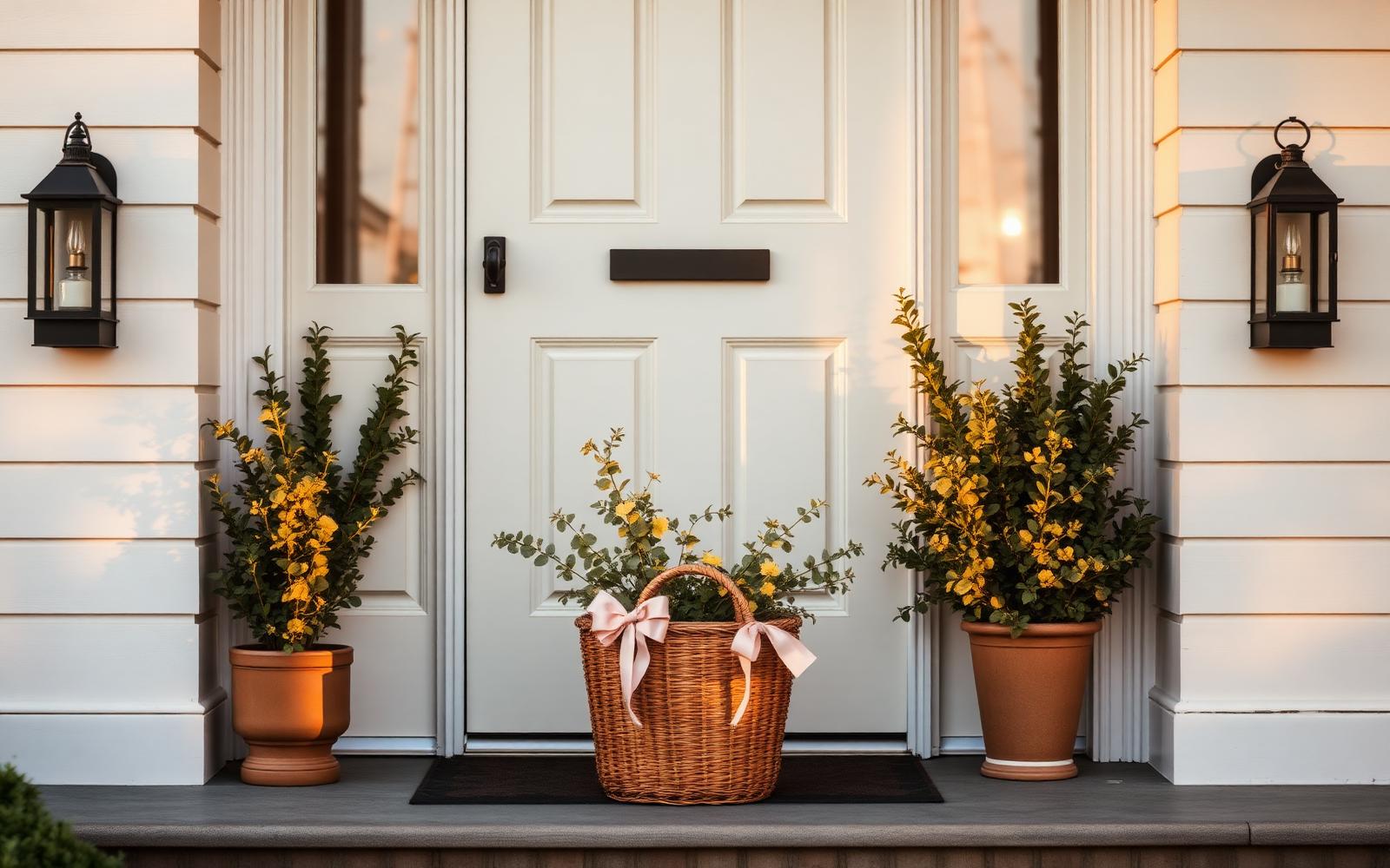 A warm, welcoming home entryway at golden hour